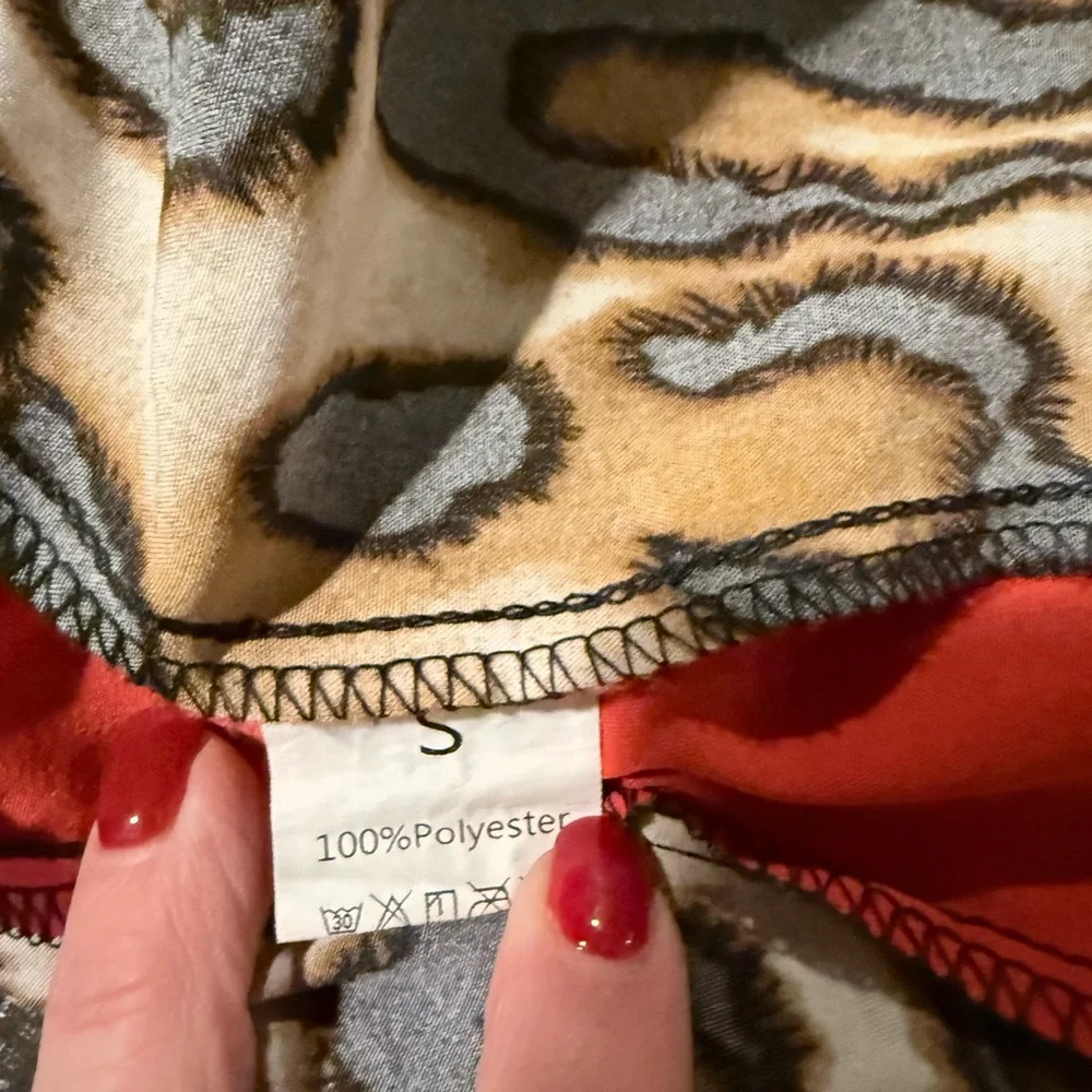 Leopard Print Pants with Red Stripe - Picture 7 of 7
